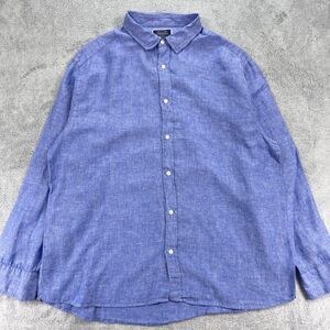 Charles Tyrwhitt Jermyn Street London Shirt Mens 2XL Blue Linen Classic Fit